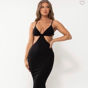 Side cutout black maxi dress